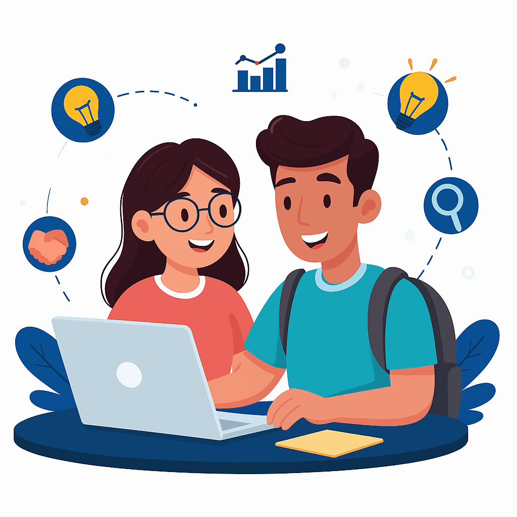 Research students collaborating